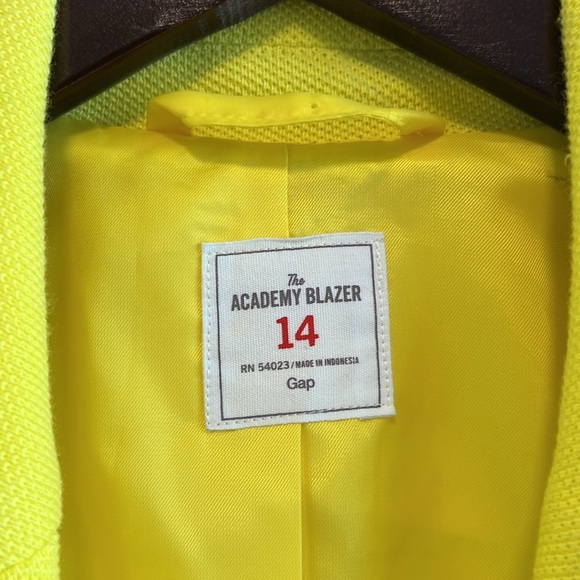 GAP The Academy Blazer Yellow & White Woven Pique Blazer, 14 - Picture 3 of 7